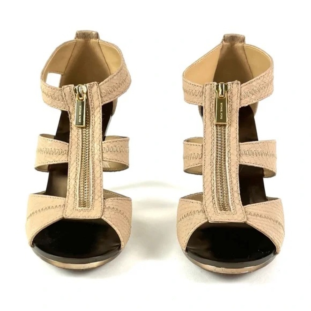 Michael Kors Beige Strappy Zip Front Heels - Picture 1 of 11